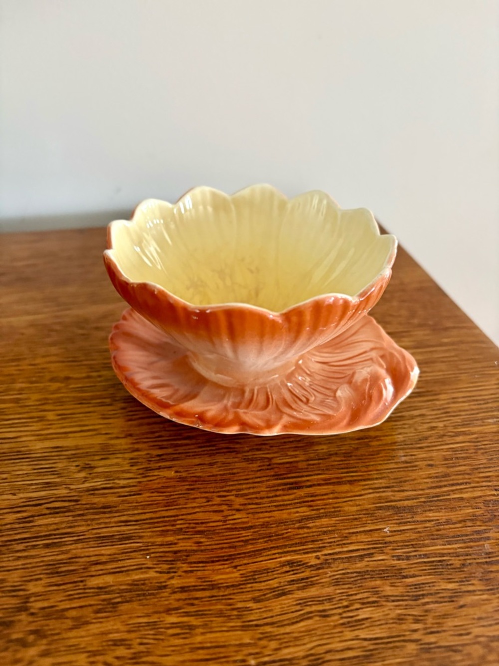 Royal Winton Floral Ceramic Bowl with Saucer in Peach and Cream (one piece)